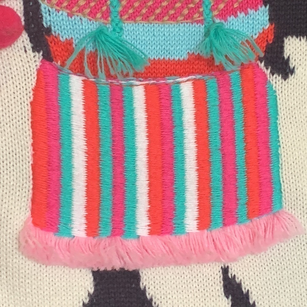 Talbots | Blue Llama Embroidered Pom Pom 3 D Knit Pullover Fun Sweater M - Picture 13 of 17